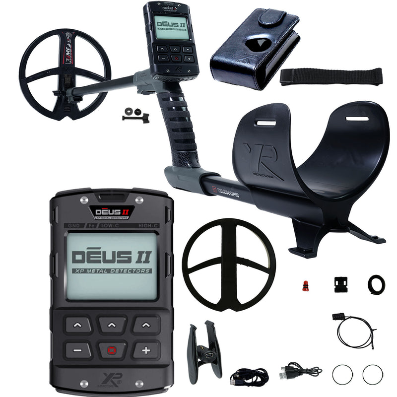 XP DEUS II Fast Multi Frequency RC Metal Detector with WSAXL-ST Stereo Headphones and 9" FMF Search Coil
