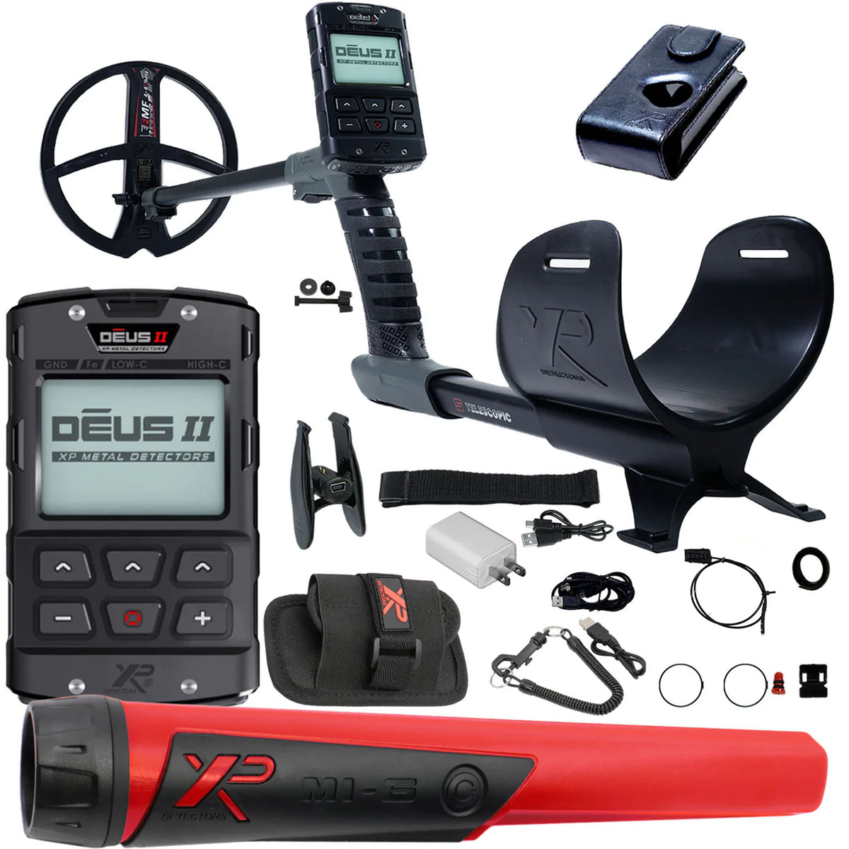 XP DEUS II Fast Multi Frequency RC Metal Detector with 9" FMF Search Coil with MI-6 Pinpointer