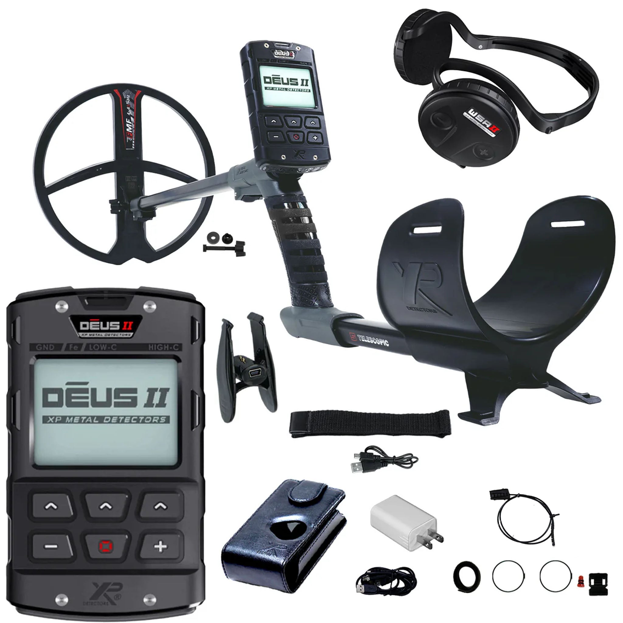 XP DEUS II Fast Multi Frequency RC Metal Detector with 11" FMF Search Coil