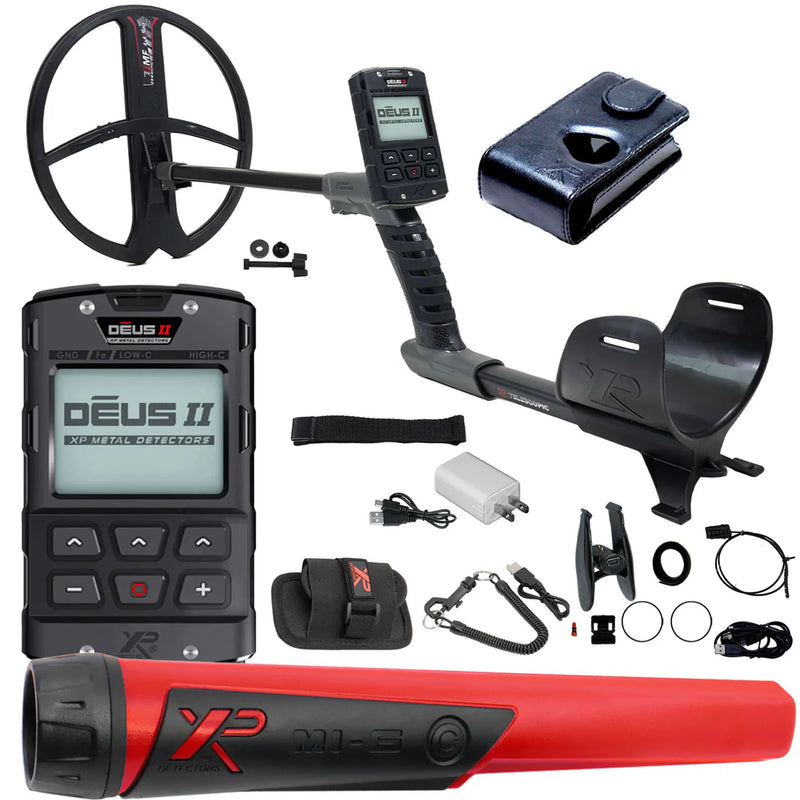 XP DEUS II Fast Multi Frequency RC Metal Detector with 13x11" FMF Search Coil with FREE MI-6 Pinpointer
