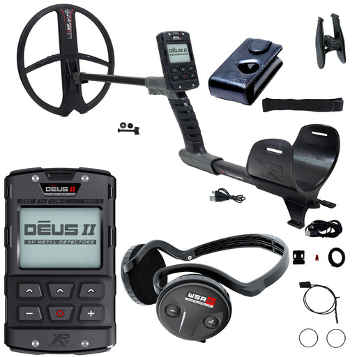 XP DEUS II Fast Multi Frequency RC Metal Detector with 13x11" FMF Search Coil with WSA-ST Stereo Headphones