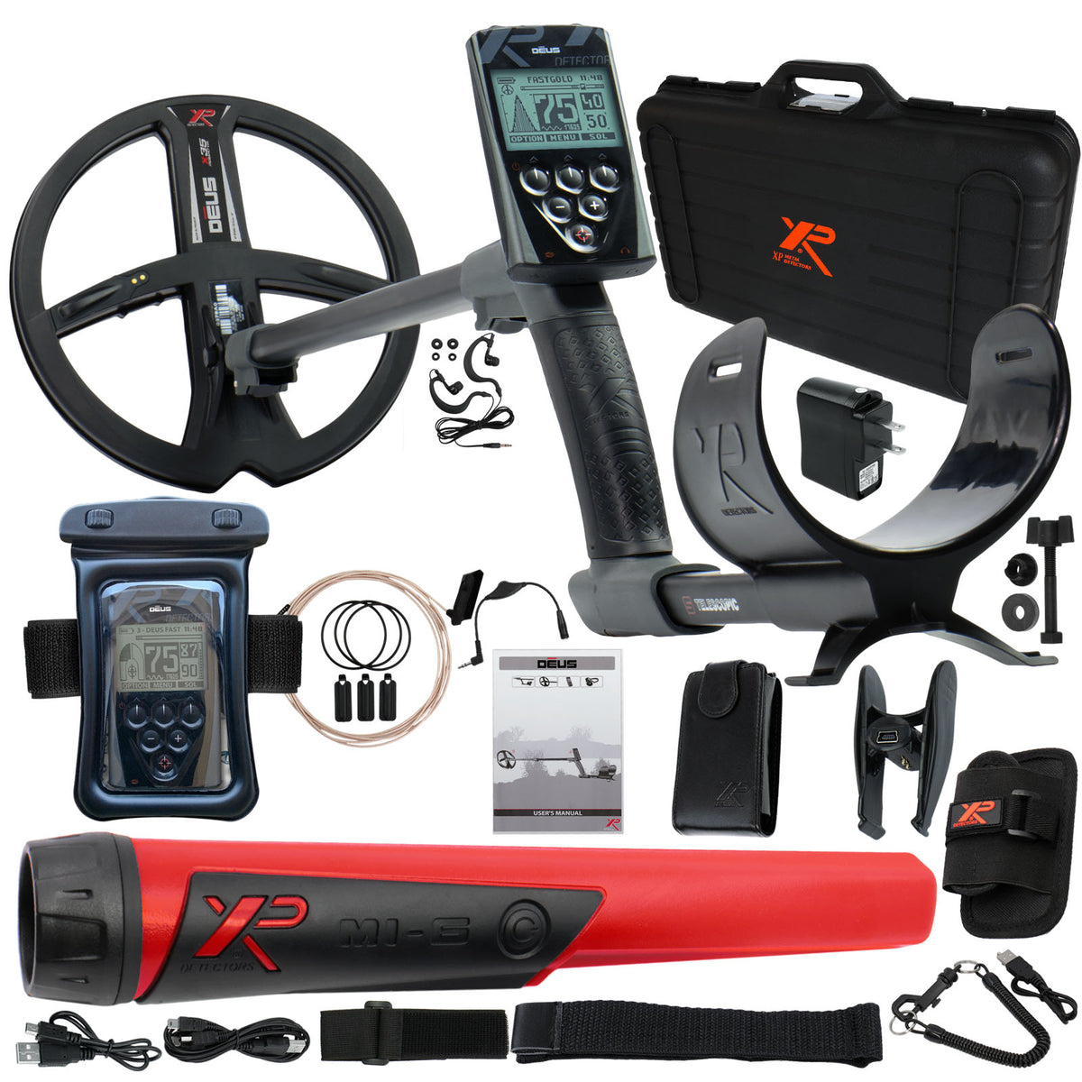 XP Deus Metal Detector w/ MI-6 Pinpointer, Remote, X35 Coil & more