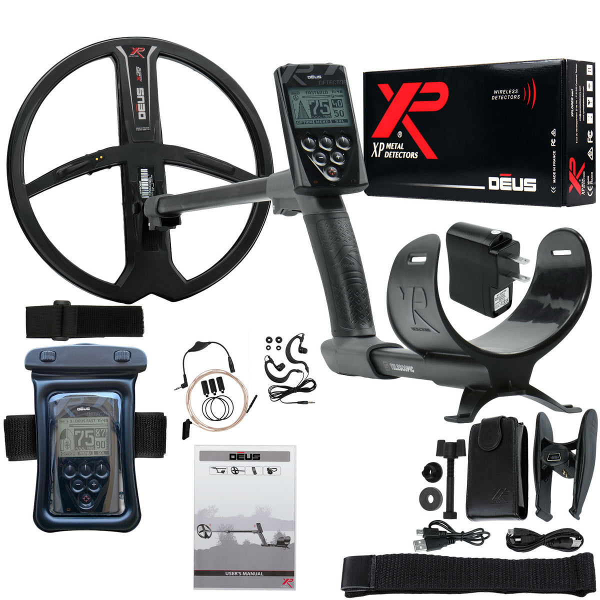 XP Deus Detector with Remote, 11" X35 Coil and Waterproof Kit