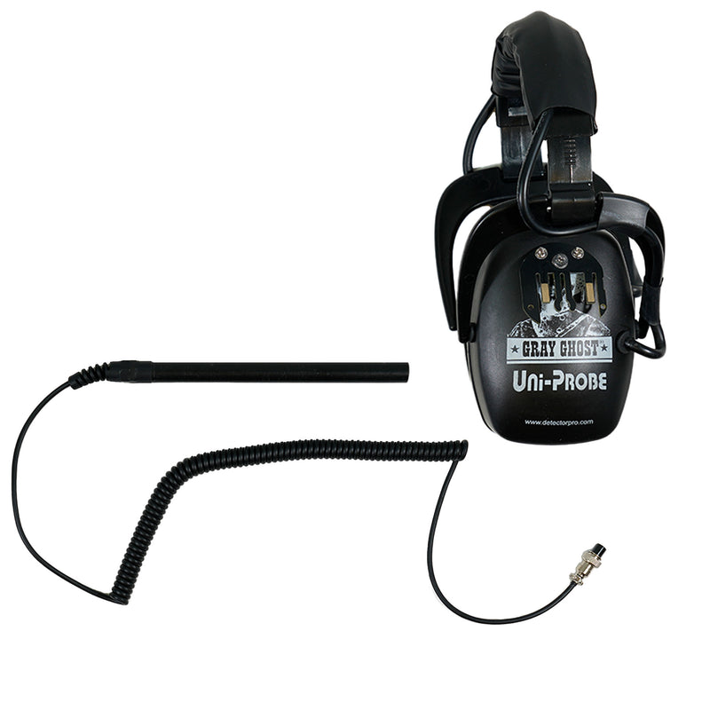 DetectorPro UniProbe Headphones/Pulse Induction Probe for Garrett AT Series, Minelab Equinox | CTX 3030, XP DEUS | DEUS II, and 1/4' Stereo Plug