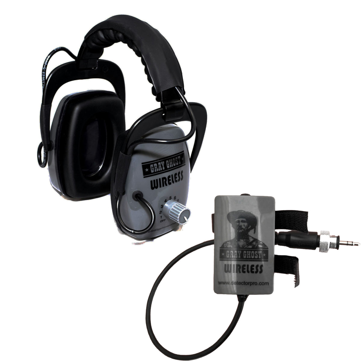 DetectorPro Gray Ghost  Wireless Headphones for Minelab Manticore and Equinox Series Metal Detectors