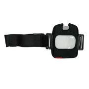 A black XP ICON Remote control cover with a wide black elastic strap and a white rectangular patch on the side, shown against a plain white background.