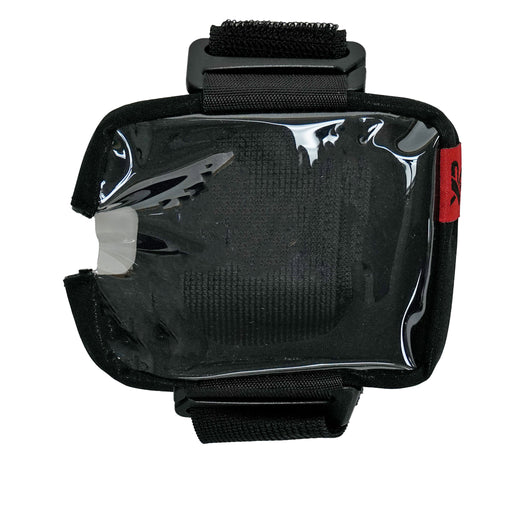 A black XP ICON remote control case with a clear, glossy protective cover and adjustable black velcro straps, shown on a plain white background.