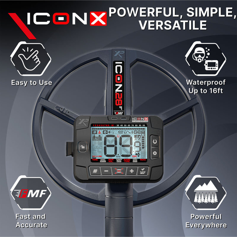 XP ICON-X Fast Multi Frequency Metal Detector with WSA ST and 11" FMF Search Coil
