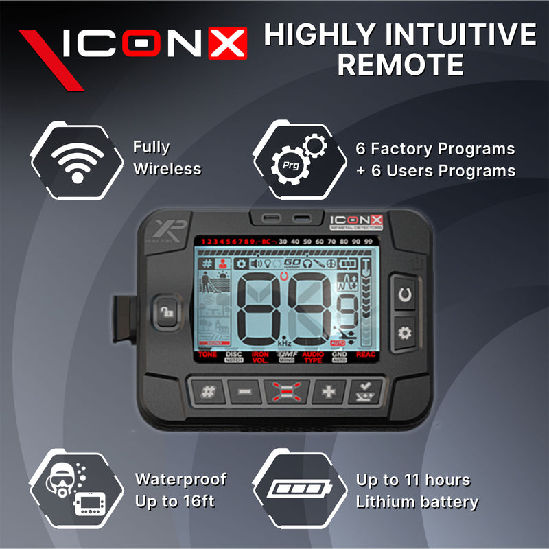 XP ICON-X Fast Multi Frequency Metal Detector with WSA ST and 11" FMF Search Coil