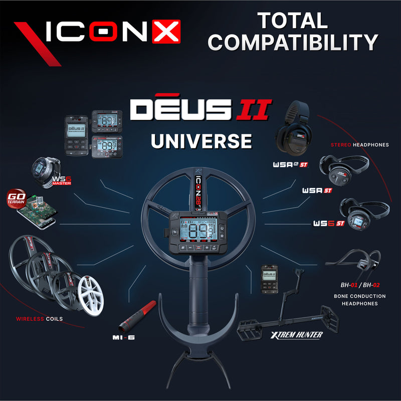 XP ICON-X Fast Multi Frequency Metal Detector with WSA ST and 11" FMF Search Coil