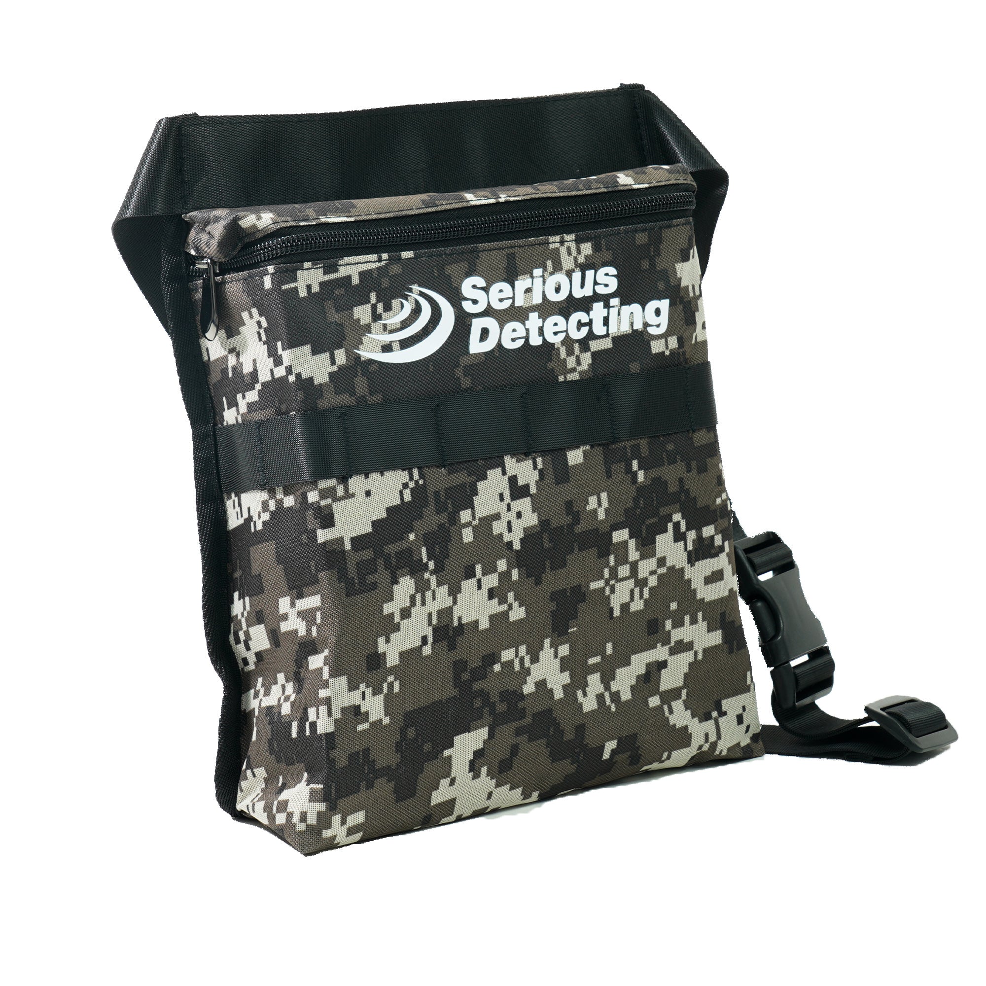 Serious Detecting Camo Bag with 42" Waist Belt, Digging Tool, and Gloves