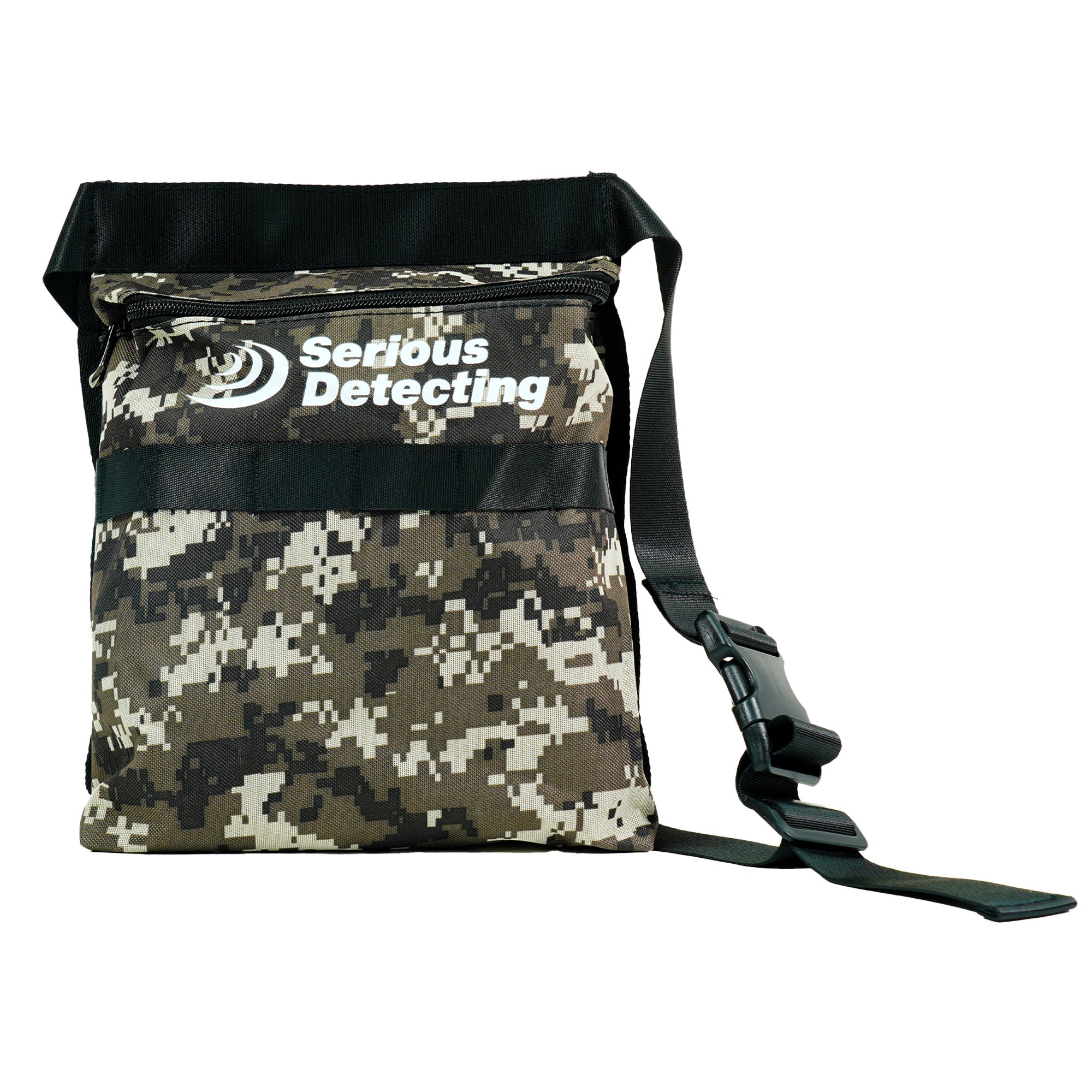 Serious Detecting Camo Bag with 42" Waist Belt, Digging Tool, and Gloves