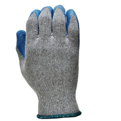 Deluxe String Knit Palm Rubber Dipped Gloves, Blue