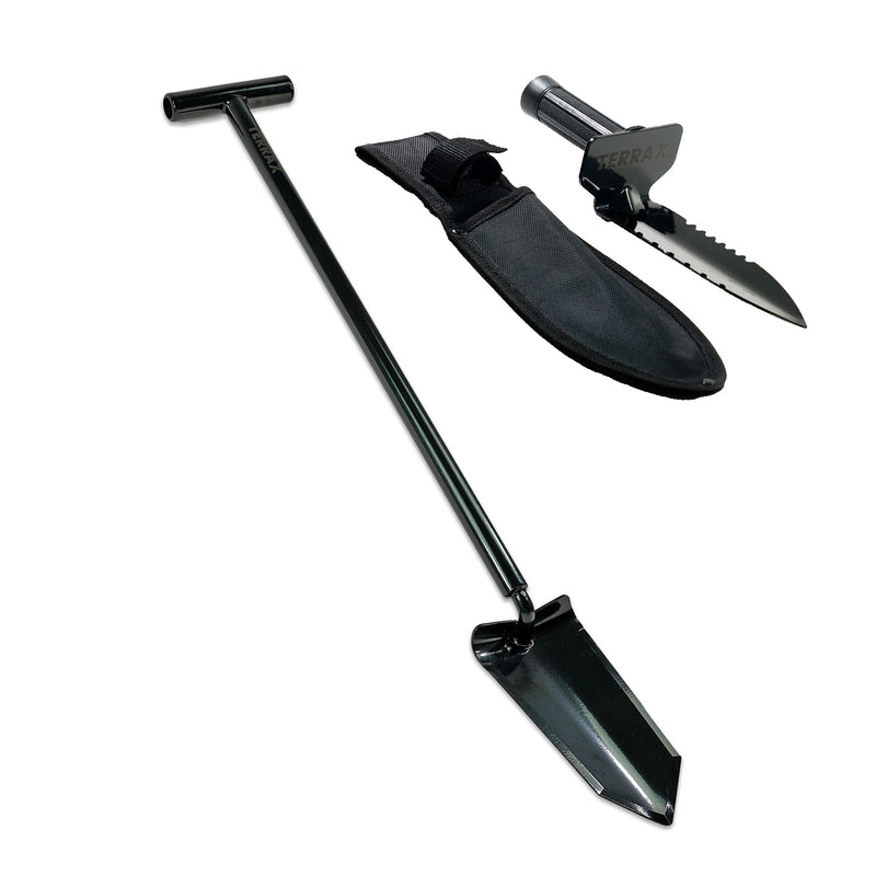 TerraX Master Digger 34" inch Shovel Serrated Shovel or Cutting Shovel with T-Handle with Protective Cover - Bundles Available