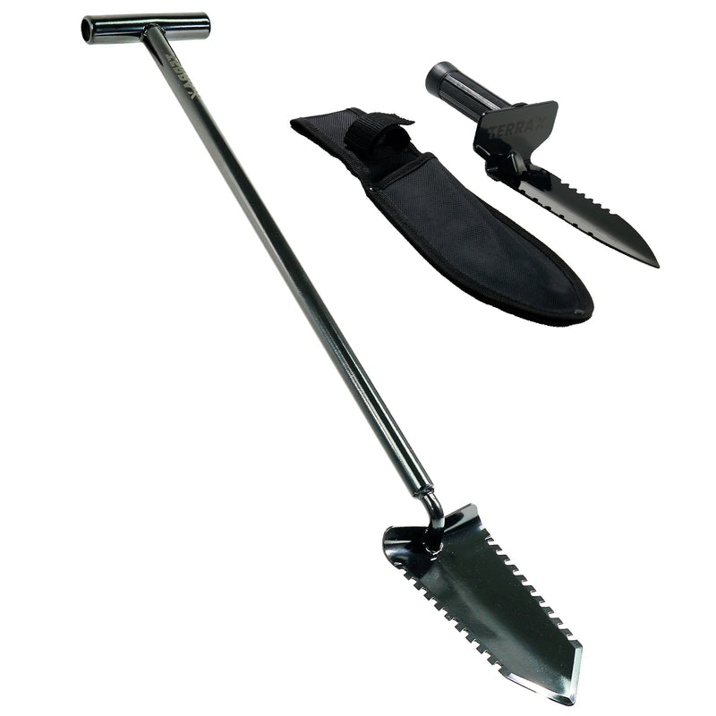 TerraX Master Digger 34" inch Shovel Serrated Shovel or Cutting Shovel with T-Handle with Protective Cover - Bundles Available