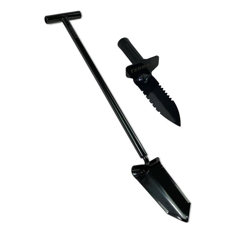 TerraX Master Digger 36" inch Shovel Serrated Shovel or Cutting Shovel with T-Handle with Protective Cover - Bundles Available