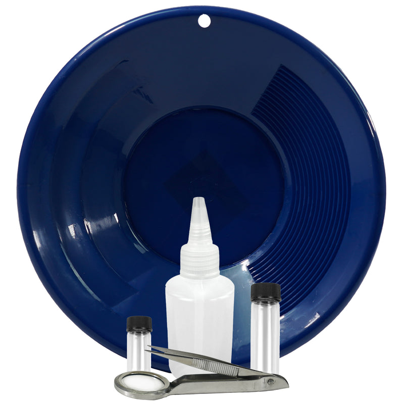 TerraX 5 Piece Gold Prospecting Kit - Pan, Vials, Snifter Bottle, and Prospecting Tweezers