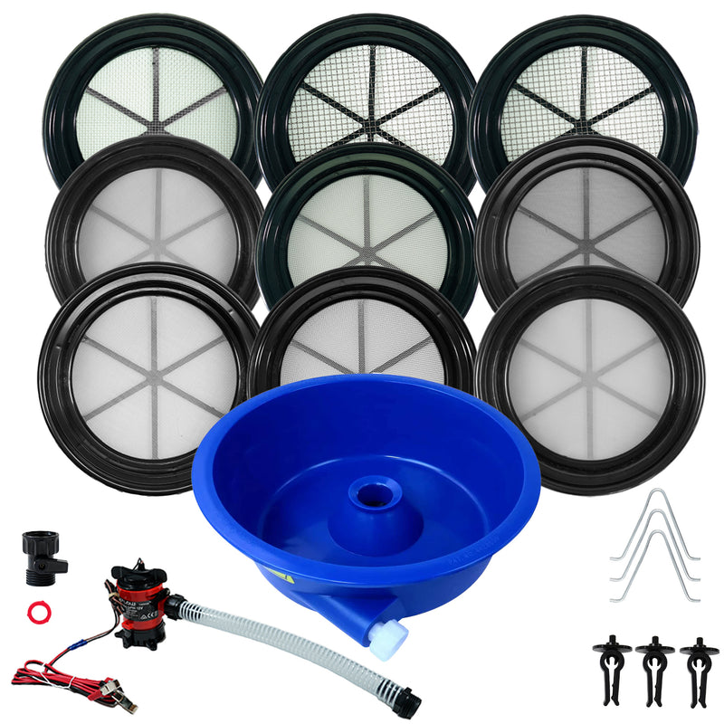 TerraX Blue Bowl Concentrator Kit with Prospecting Mat and Complete Classifier Set - Made in the USA