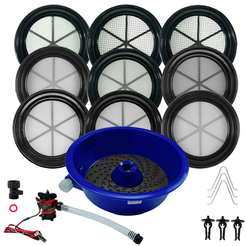 TerraX Blue Bowl Concentrator Kit with Prospecting Mat and Complete Classifier Set - Made in the USA