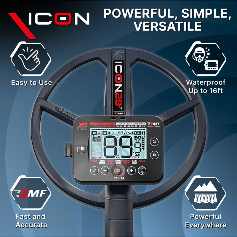XP ICON Fast Multi Frequency Metal Detector with 11" FMF Search Coil