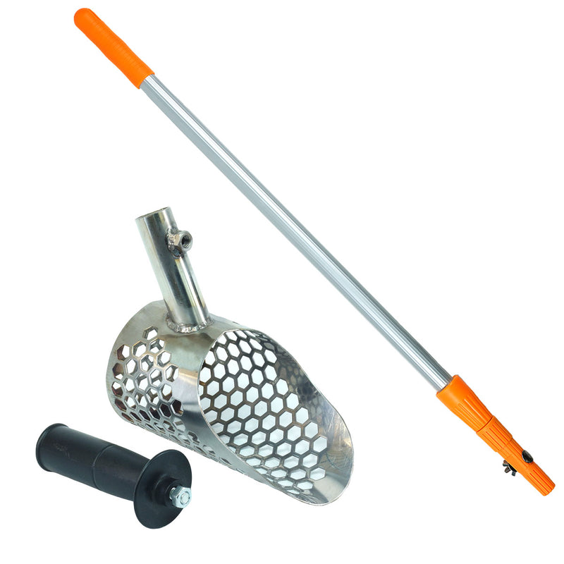 Dune Scoops Stingray 6" x 3.5" Stainless Steel Metal Detector Sand Scoop & Dune Travel Telescopic Long & Light Handle