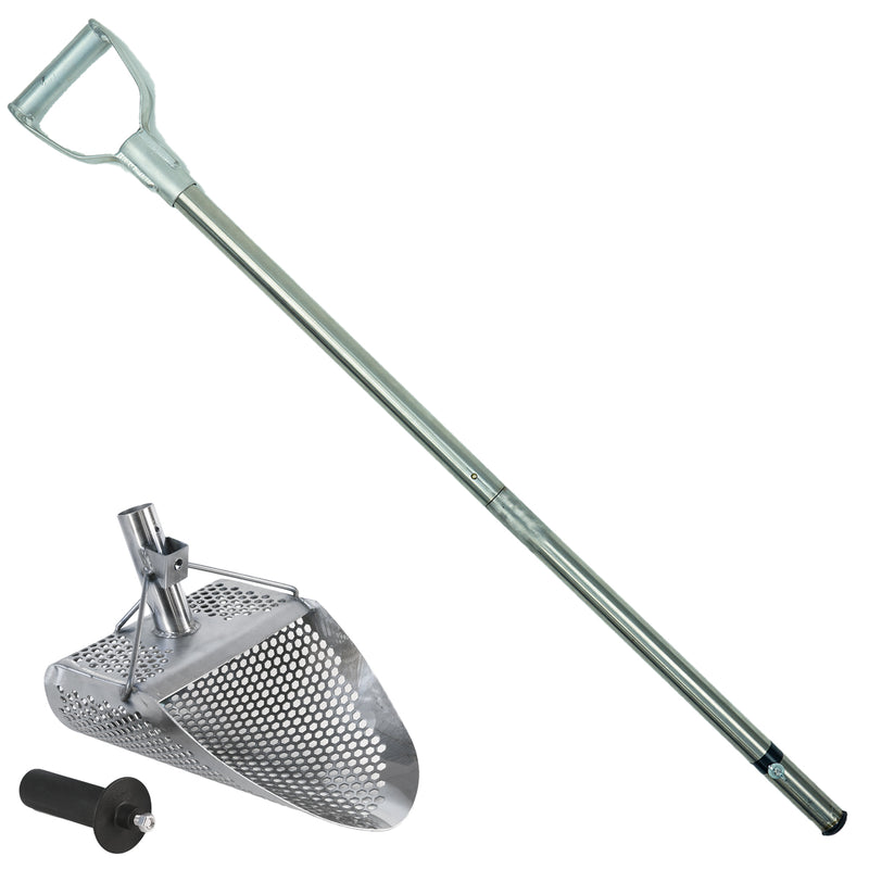 Dune Scoops Kraken 11" x 8" Stainless Steel Metal Detector Sand Scoop w/ Large & Strong Collapsible Stainless Steel Handle Universal Pole