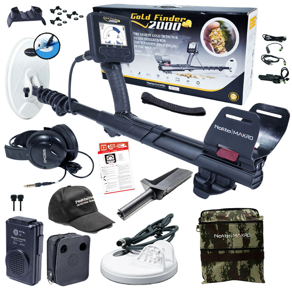 Nokta Gold Finder 2000 Metal Detector Bundle with Nokta Finds Pouch, Digger, and Cap