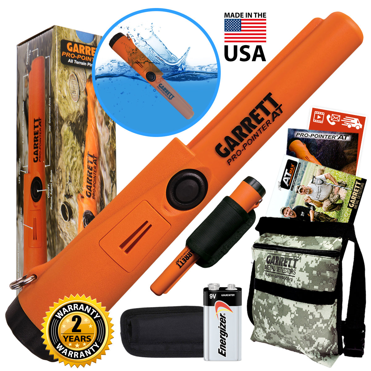 Garrett Pro Pointer AT Metal Detector Waterproof ProPointer with Camo Pouch