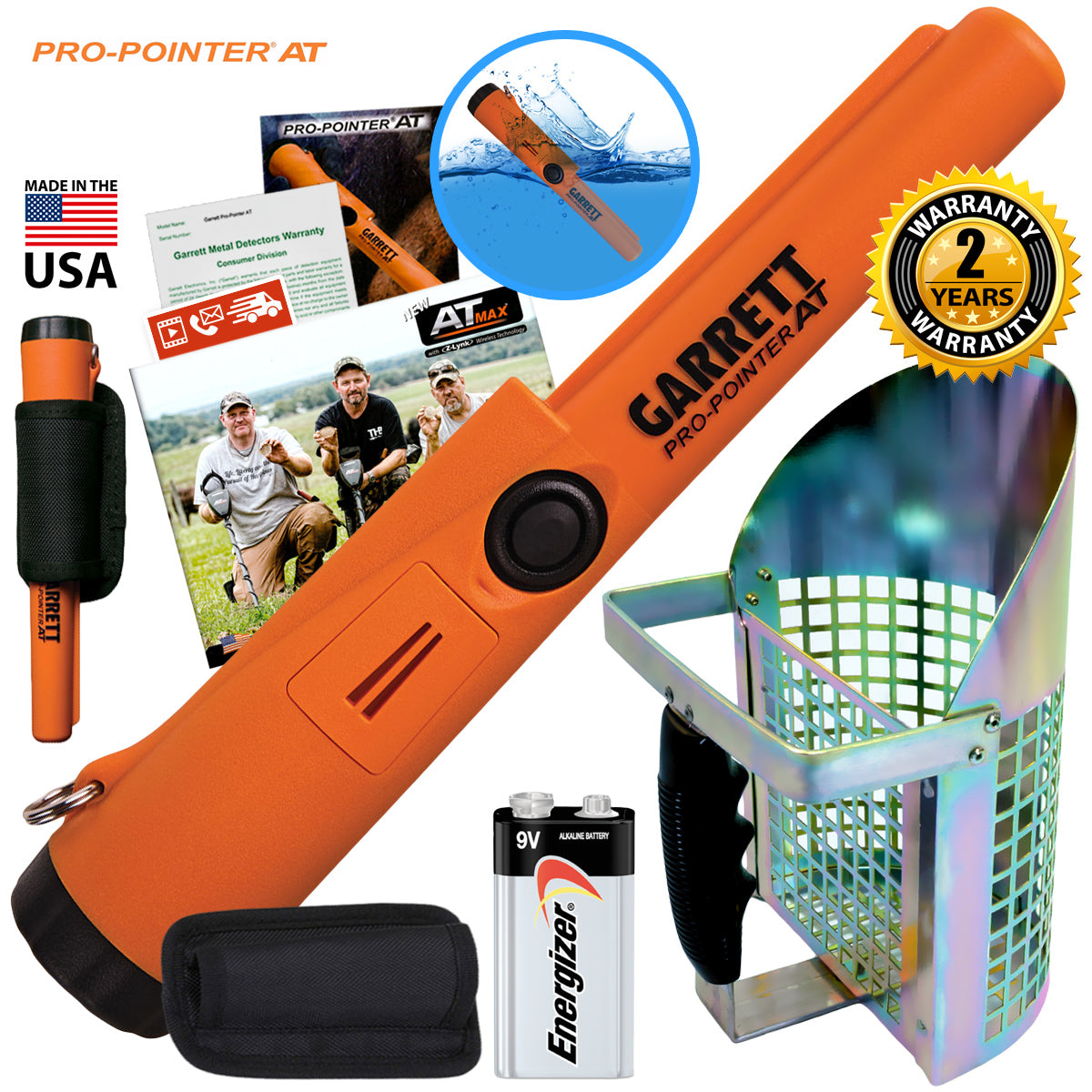 Garrett Pro Pointer AT Waterproof Pinpointer with Garrett Anodized Sand Scoop