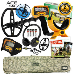 Garrett ACE 400 Metal Detector with Waterproof Coil, Headphones, Camo Soft Case