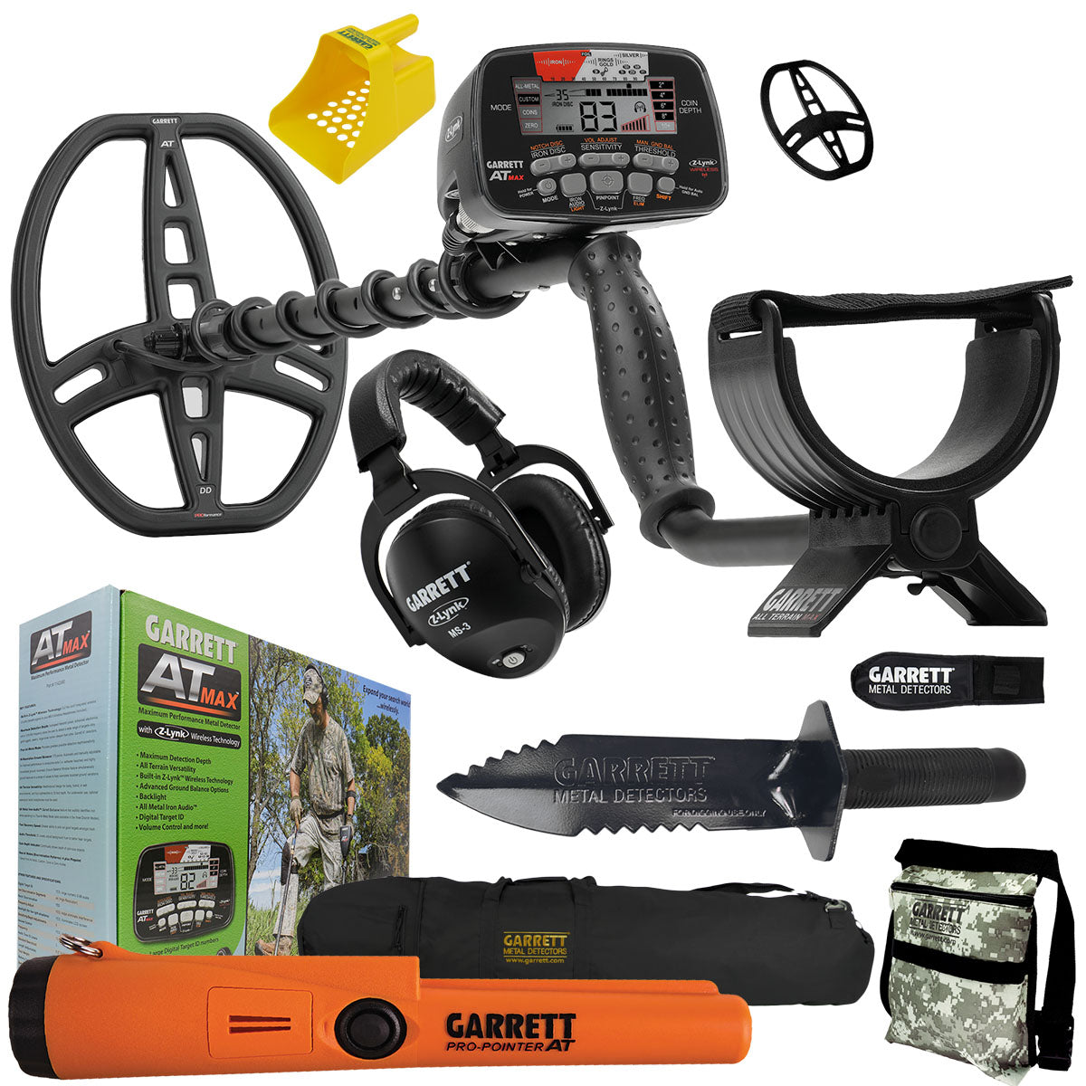 Garrett AT MAX Metal Detector w/ Garrett Pro-Pointer AT, MS-3, Digger, Pouch & More