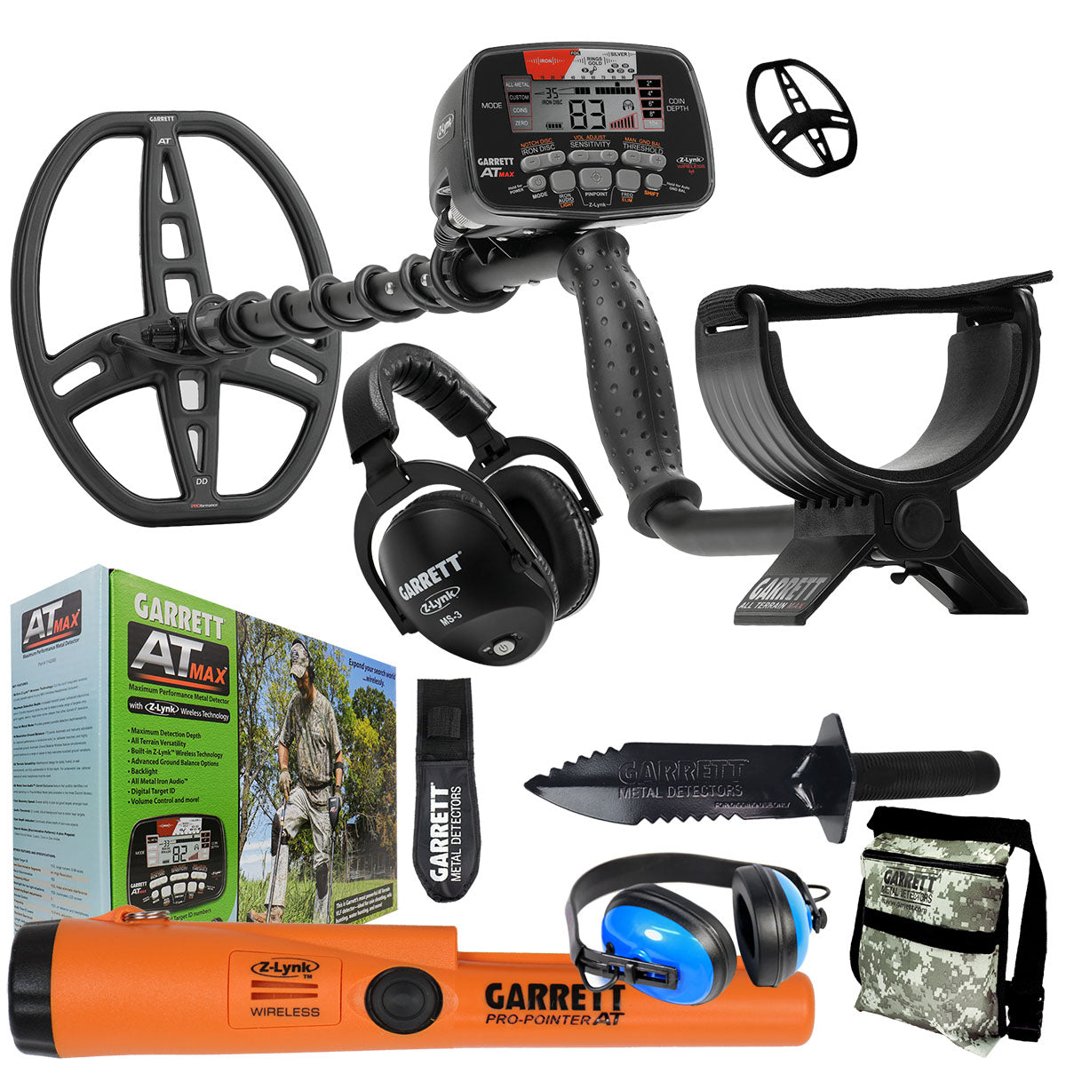 Garrett AT MAX Underwater Detector, MS-3 Headphones, Pro-Pointer AT Z-Lynk, More