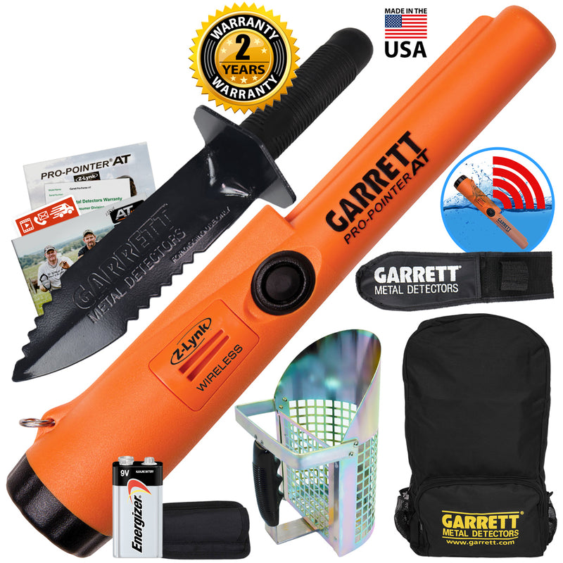 Garrett Pro Pointer AT Z-LYNK Pinpointer w/ Backpack, Digger & Anodized Scoop