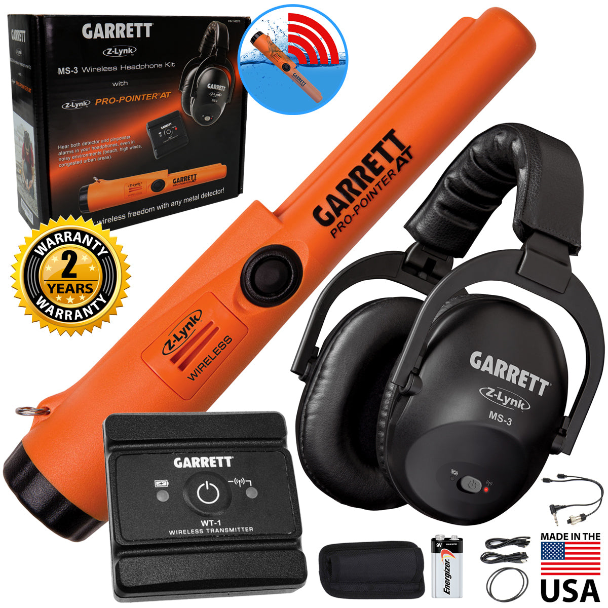 Garrett Pro Pointer AT Z-Lynk Pinpointer with MS-3 Wireless Headphones Kit