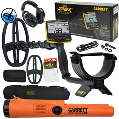 Garrett ACE APEX Detector w/  6 x 11 DD Viper Search Coil, Z-Lynk Headphones, Pro-Pointer AT Z-Lynk, and Bag