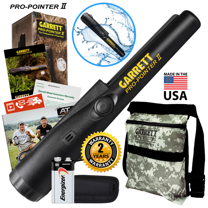Garrett Pro-Pointer II and Camo Canvas Metal Detecting Finds Recovery Bag Pouch