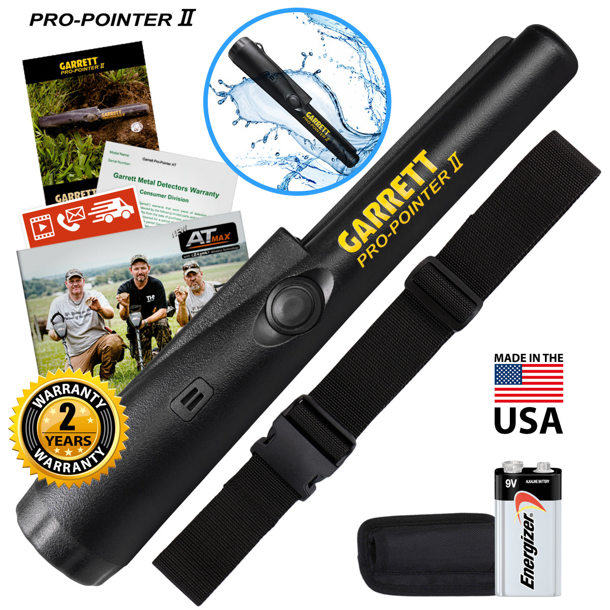 Garrett Pro-Pointer II Detector Pinpointer Probe and Garrett Web Belt Black