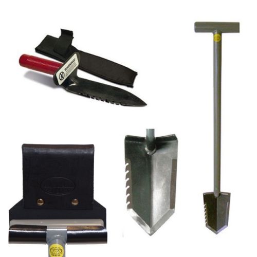 Lesche Combo w/ Serrated T-Handle Shovel, Right Serrated Digging Tool + Holster