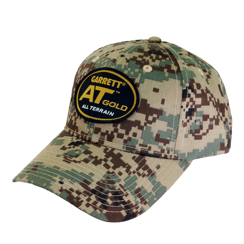 Garrett Camo Metal Detector Digger Finds Pouch & AT GOLD Logo Baseball Cap OS