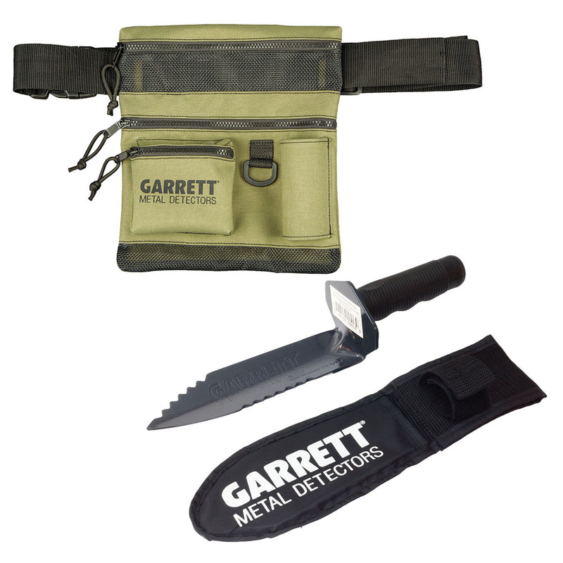 Garrett 3 Piece Multi-Use Accessory Kit - All Terrain Dig Pouch, Edge Digger, and Keepers Finds Box