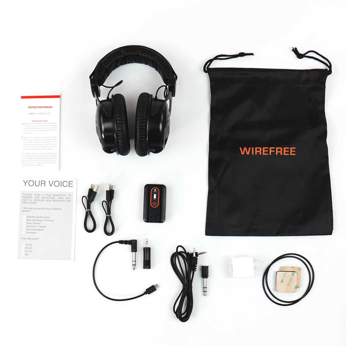 Quest Wirefree Pro Wireless Headphones & Garrett AT Series Audio Adapter