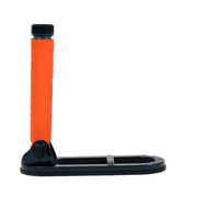 Side view of orange and black Quest Scuba Tector Pro Metal Detector on white background