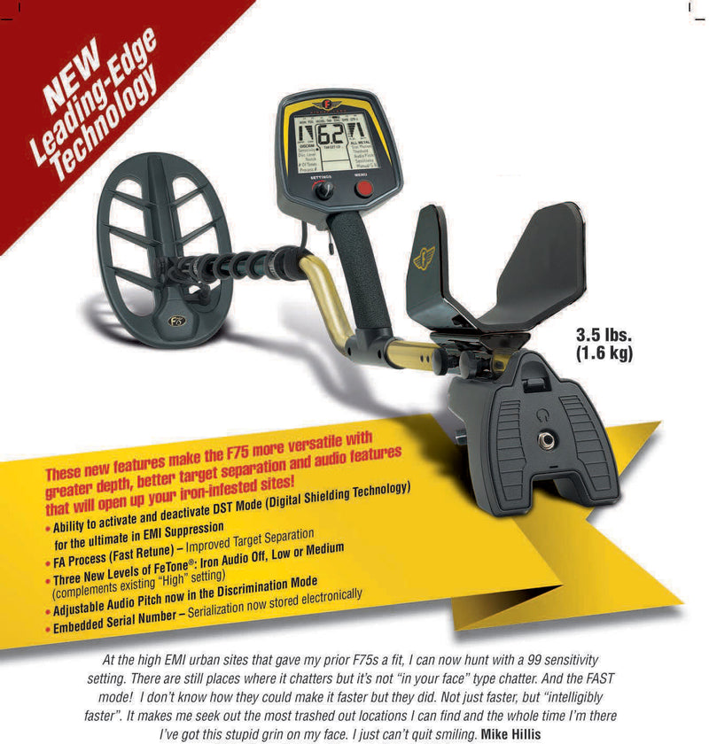 Fisher F75 Metal Detector 11” Waterproof Search Coil DD 5yr Warranty