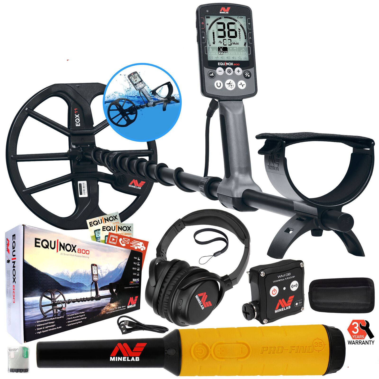 Minelab EQUINOX 800 Multi-IQ Metal Detector with Pro-Find 35 Pinpointe ...