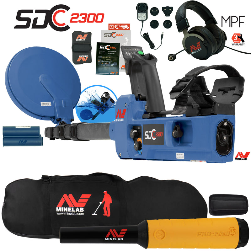 Minelab SDC 2300 All Terrain Gold Metal Detector w/ Pro Find 15 & Carry Bag