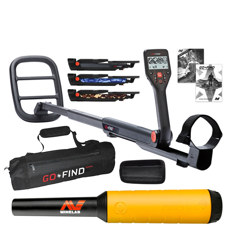 Minelab GO-FIND 44 Metal Detector with PRO-FIND 15 Pinpointer & Black Carry Bag