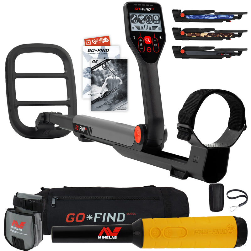 Minelab GO FIND 44 Metal Detector with PRO FIND 35, Black Carry Bag, Finds Pouch