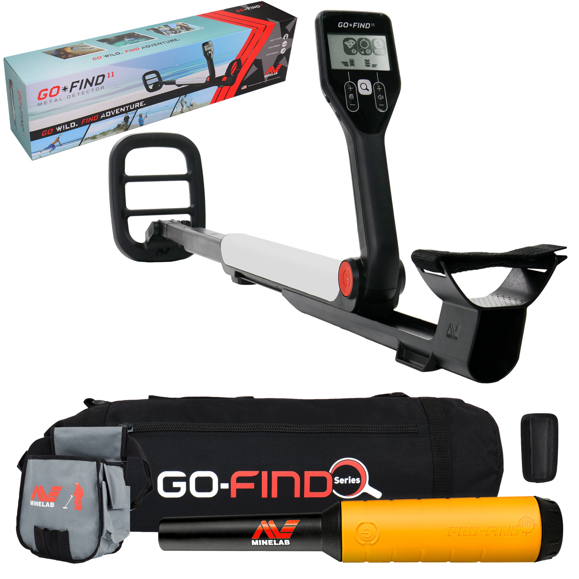 Minelab GO-FIND 11 Metal Detector with PRO-FIND 20, Black Carry