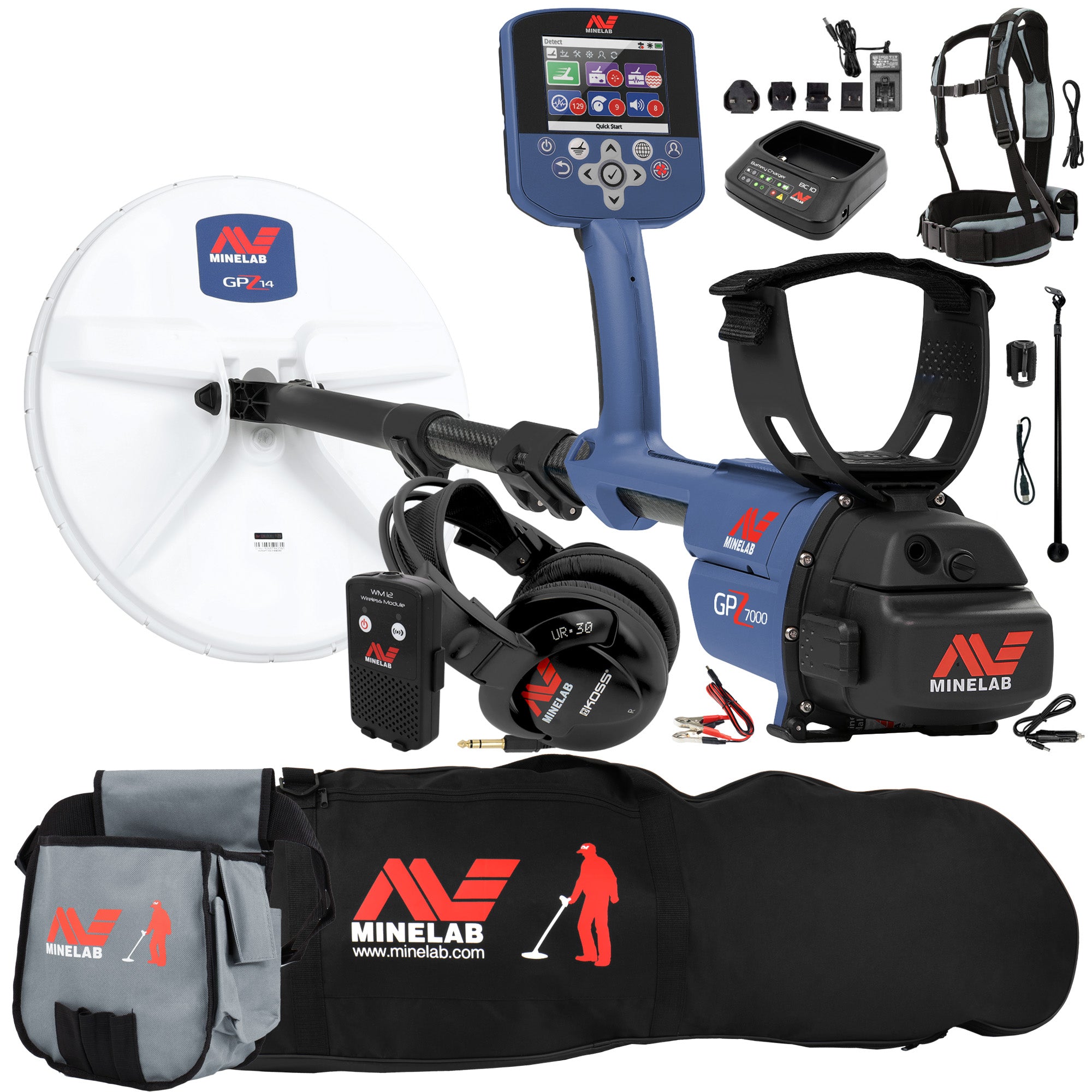 Minelab GPZ 7000 All Terrain Gold Metal Detector with Carry Bag, Finds Pouch