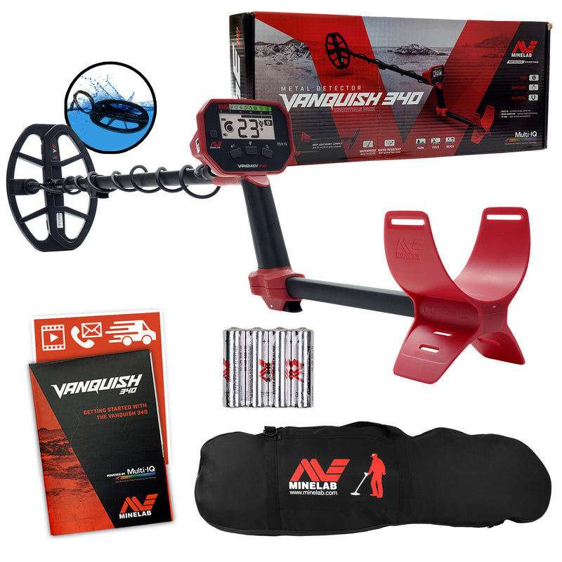 Minelab VANQUISH 340 Metal Detector with 10 x 7 Waterproof DD Coil and Carry Bag